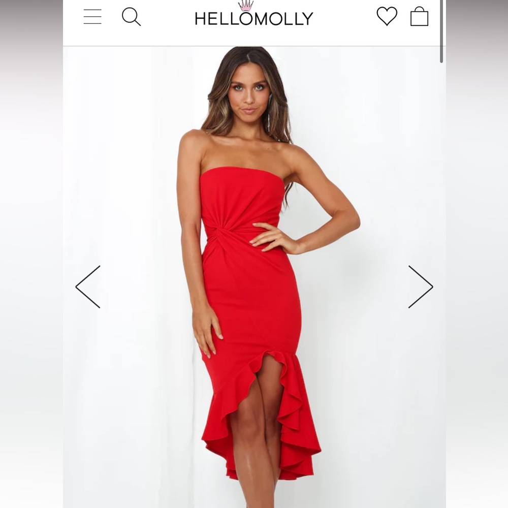 Red Strapless Midi Dress from HelloMolly- Night Shine dress